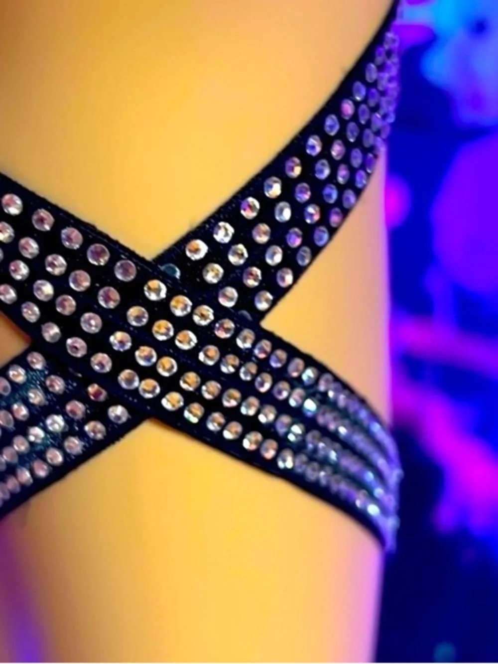 NWT IHeartRaves Non Slip Black Rhinestone Leg Wraps OS Gothic Festival Y2K Pop